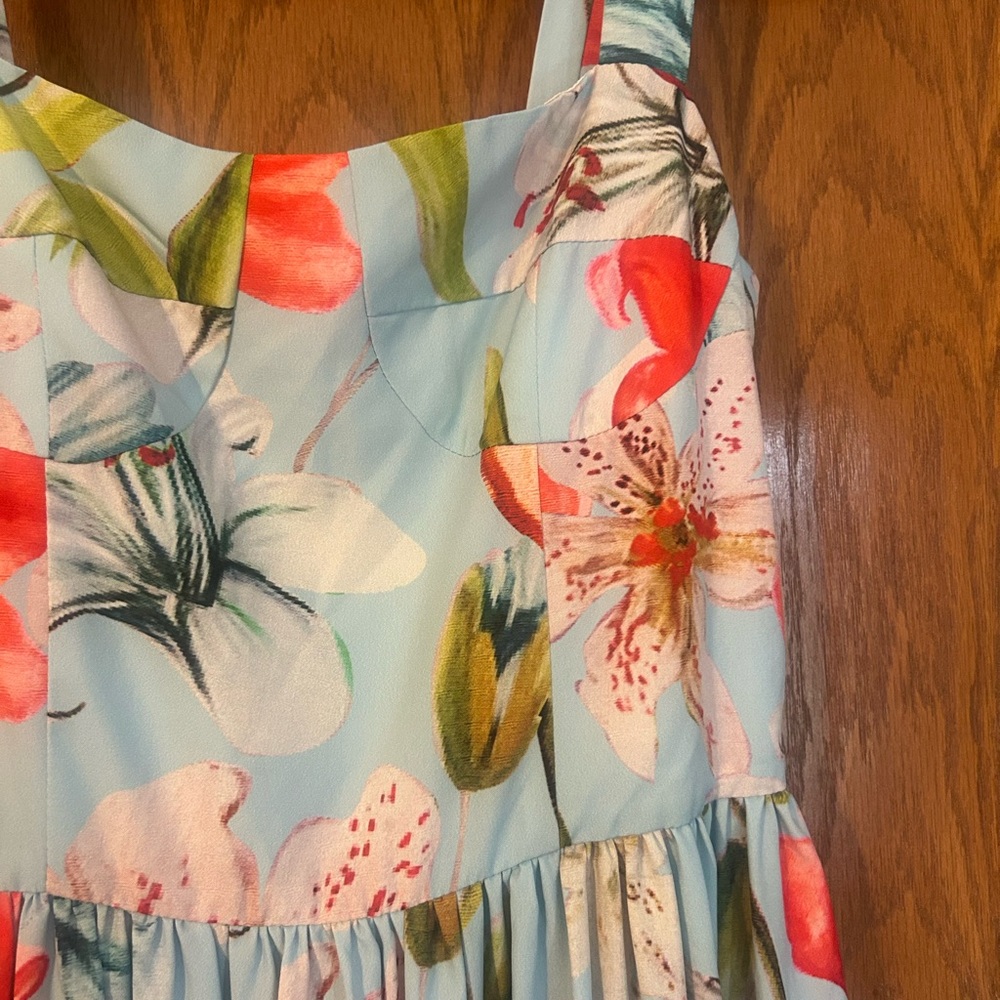 Floral Women’s Dress in Blue and Red - Picture 8 of 8
